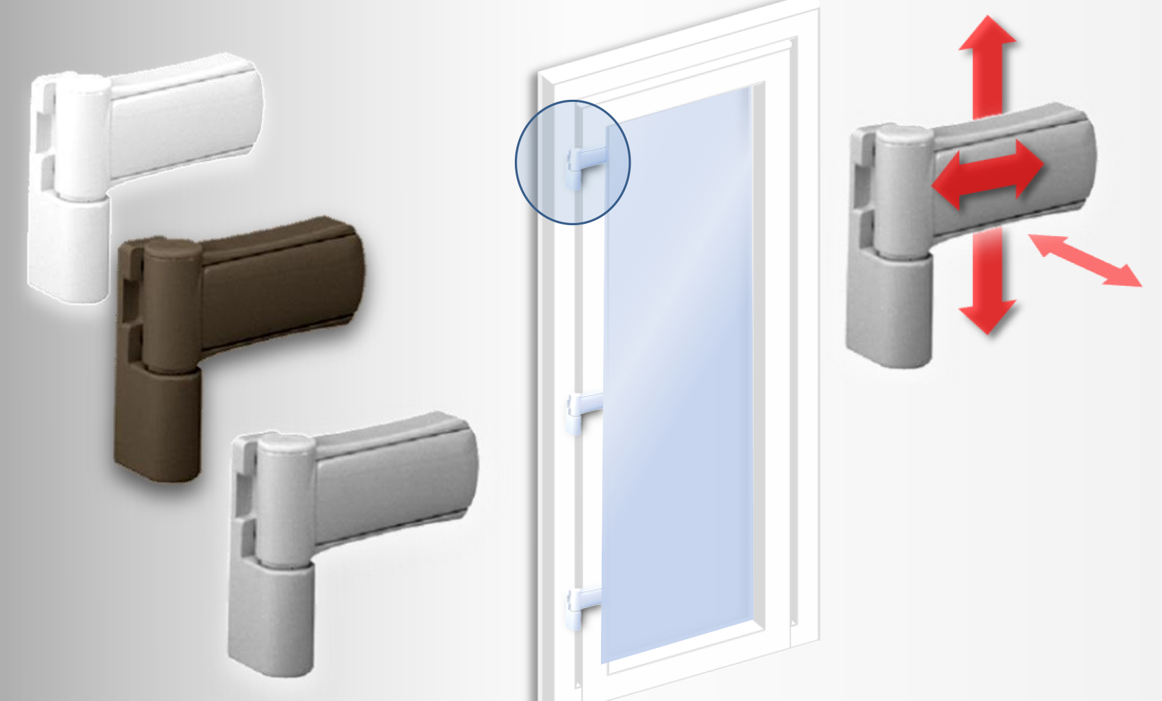 Bisagras 3D para puertas de PVC