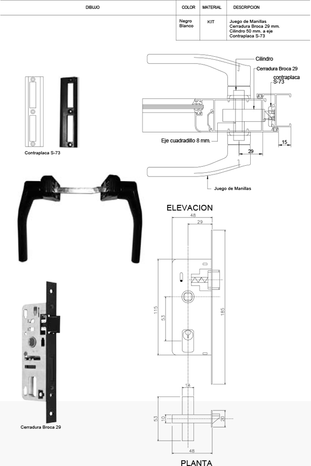 Superior 73 Ventanas de proyección, paños fijos y puertas