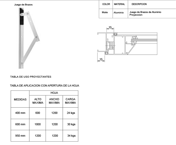 Superior 73 Ventanas de proyección, paños fijos y puertas