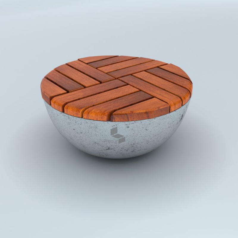 Banca Media Esfera Con Madera