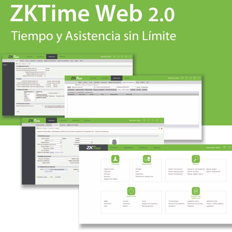 Plataforma de gestión de asistencia certificada ZKTimeWeb 2.0